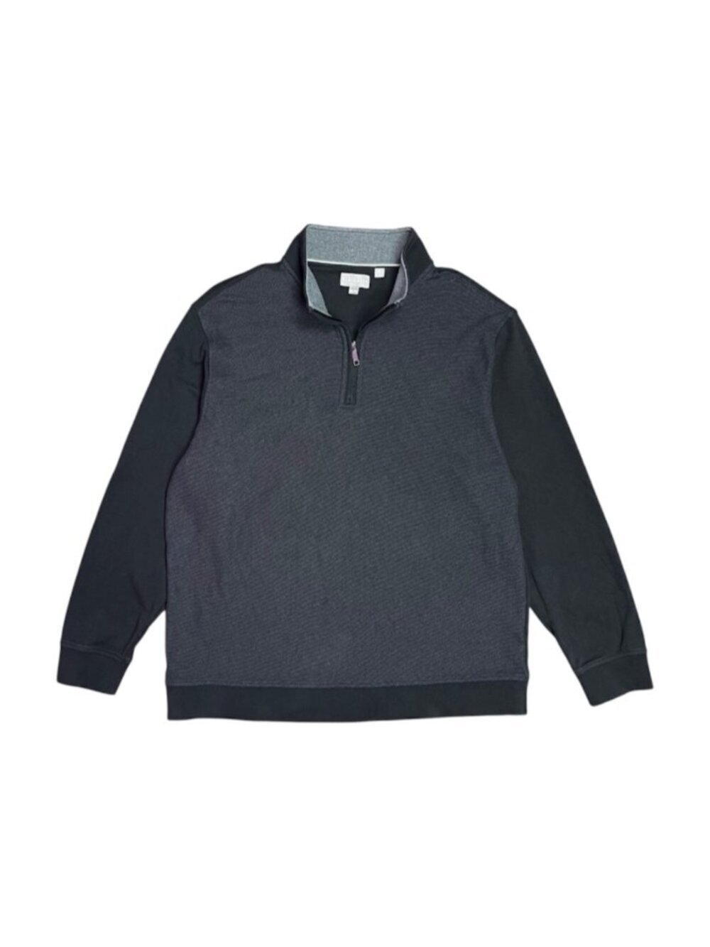 Ted Baker Quarter Zip Sweater Grey Black Textured Knit Men’s XXL